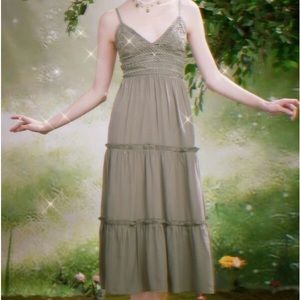 Fairycore/Cottagecore Crochet Sage Green Maxi Dress